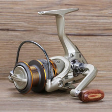 Load image into Gallery viewer, Wooden Handshake Spinning Fishing Reel