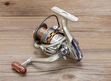 Load image into Gallery viewer, Wooden Handshake Spinning Fishing Reel